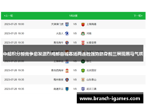 中超积分榜竞争愈发激烈成都蓉城客场两连胜强势跻身前三展现黑马气质 中超积分榜竞争愈发激烈成都蓉城客场两连胜强势跻身前三展现黑马气质